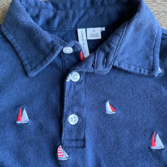 SOLD Janie and Jack short-sleeve collared embroidered sailboat shirt, 2T - Picture 4 of 6